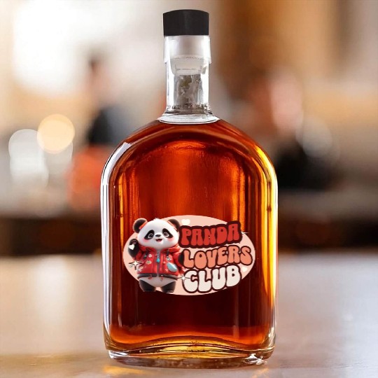 Cute Panda personified with red jacket Whiskey Bottles