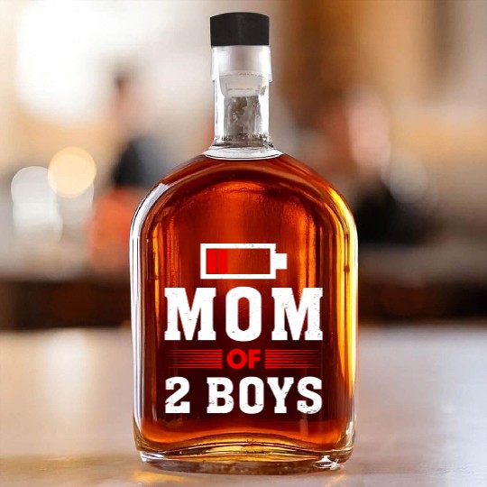 Mom of 2 Boys Mom and Son Matching Mom Whiskey Bottles