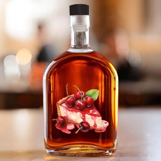 Slice of Red Cherry Cheesecake Whiskey Bottles