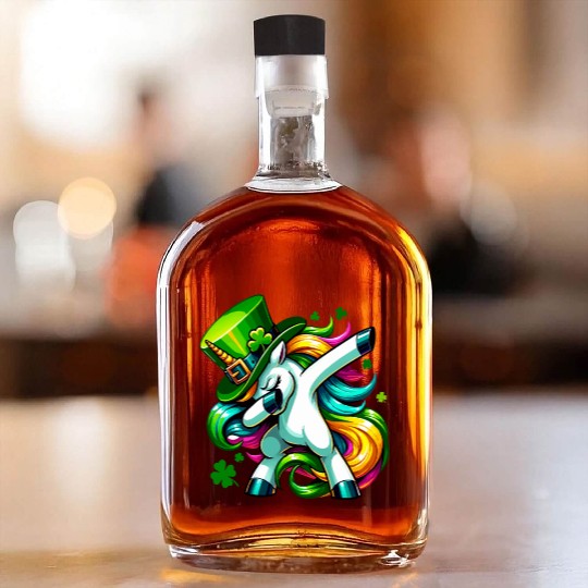 St Patricks Day Girls Women Unicorn Lepricorn Whiskey Bottles