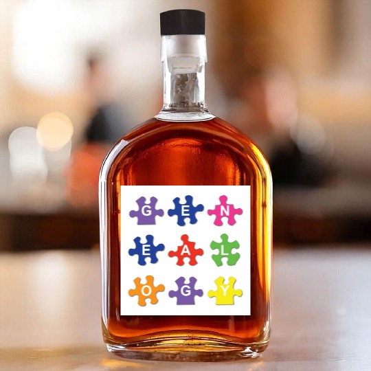 Genealogy Jigsaw Puzzle Pieces Whiskey Bottles