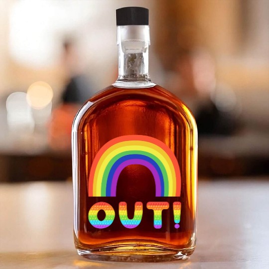 Gay Pride 'OUT' Rainbow Whiskey Bottles Design LGBTQ+
