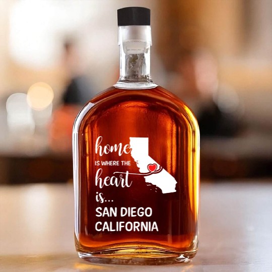 San Diego County California Is Where My Heart Is Whiskey Bottles