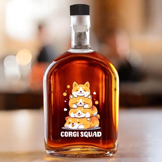 Corgi Mom Dad Corgi Squad Whiskey Bottles