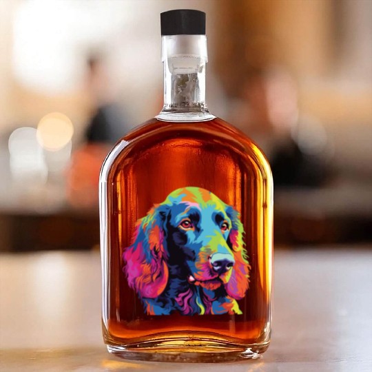 Watercolor Colorful Irish Water Water Spaniel Whiskey Bottles