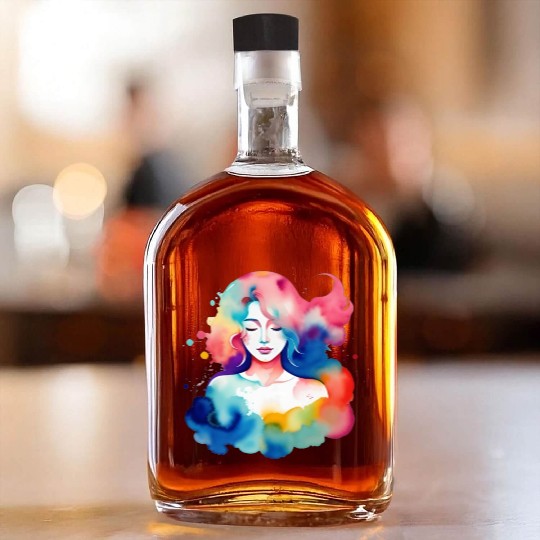 Color splash zodiac: Virgo Whiskey Bottles