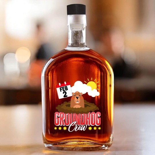 Groundhog Whiskey Bottles, Groundhog Crew Predicting Spring