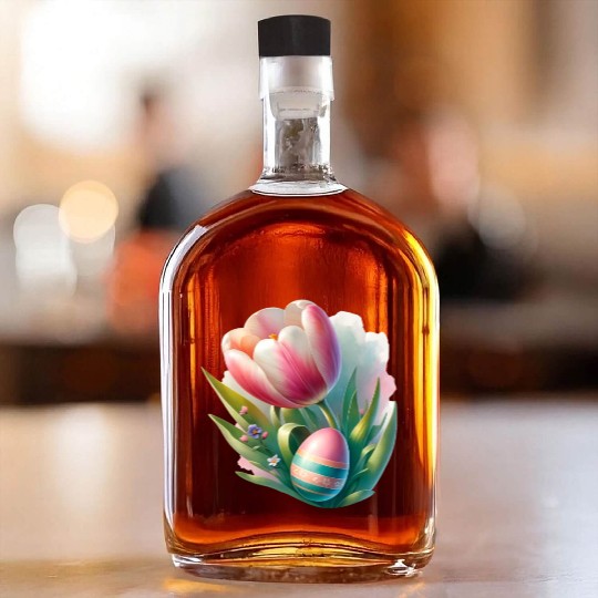 Spring Colorful Tulip With Easter Egg Whiskey Bottles