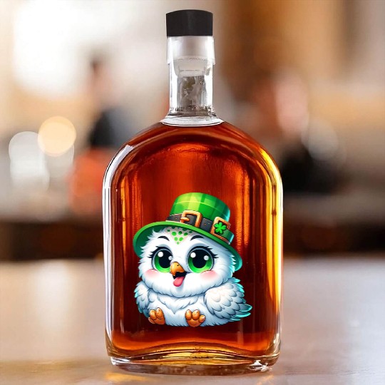St. Patrick's Cute Snowy Owl Whiskey Bottles