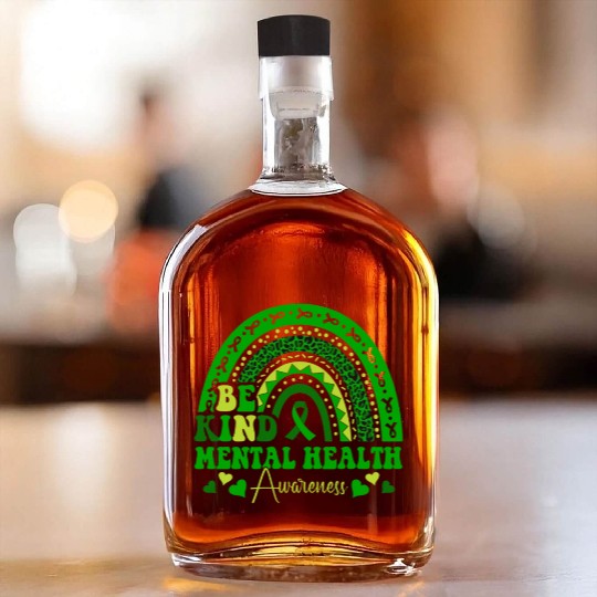 Green Rainbow Be Kind Mental Health Whiskey Bottles
