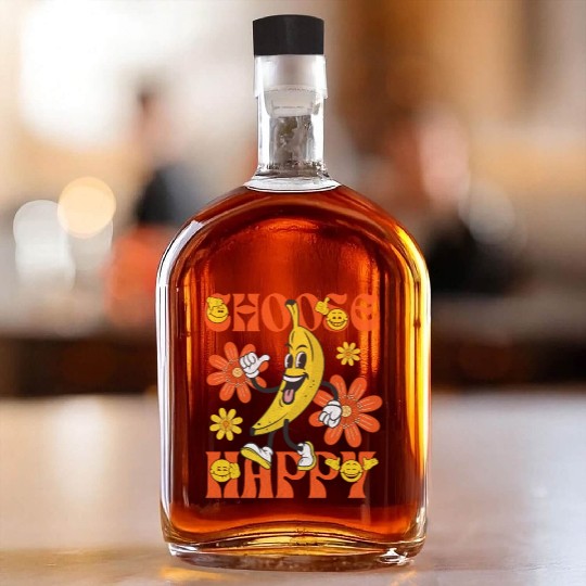Choose Happy Retro Banana Mascot Whiskey Bottles