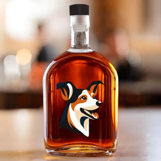Border Collie Illustration for Dog Lovers Whiskey Bottles