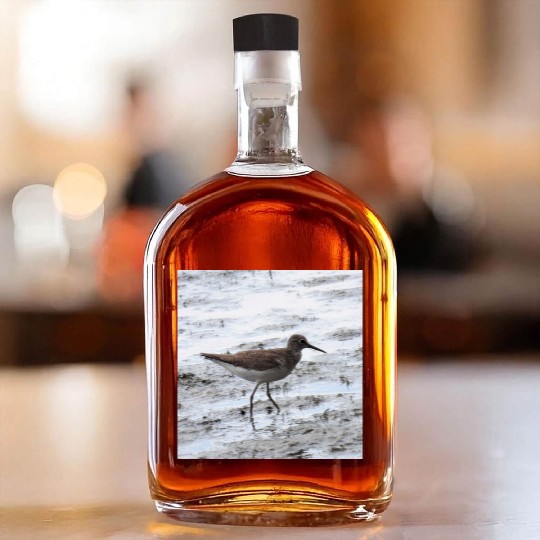 Sandpiper walking along the shore Whiskey Bottles