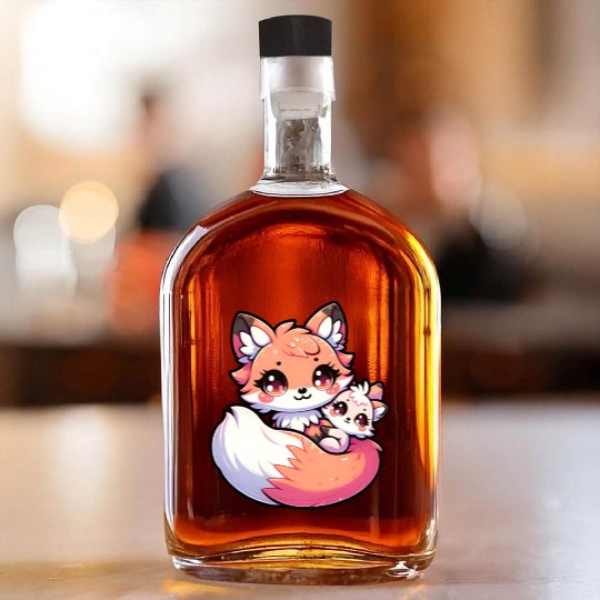 Proud Mother Fox With Her Fox Cub for Mother's Day Whiskey Bottles