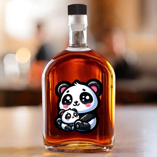 Proud Mother Panda With Her Cub for Mother's Day Whiskey Bottles