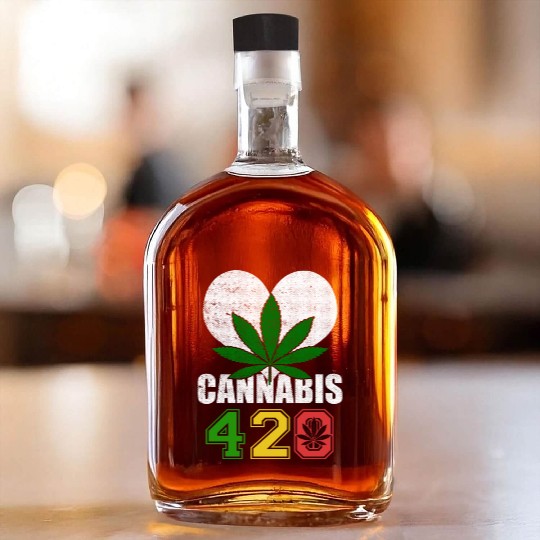 Sidesplitting 420 Love Herb Weed Marijuana Design Whiskey Bottles