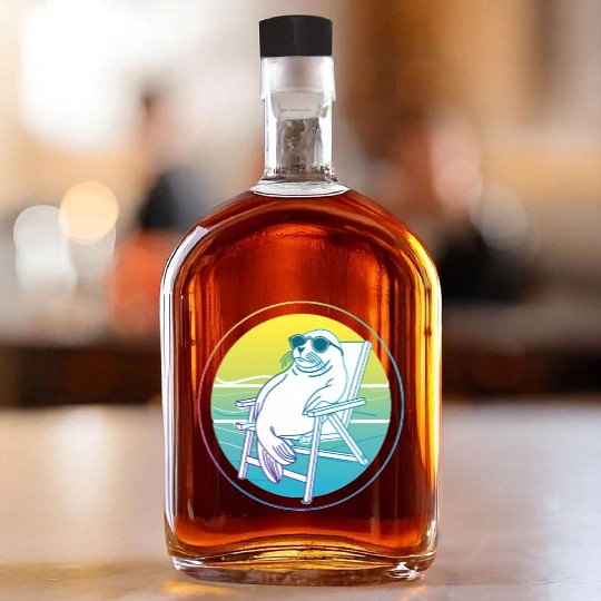 Neon Seal in Beach Chair Whiskey Bottles