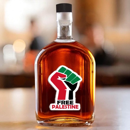 Bold Pro-Palestine Fist Design free Palestine free Whiskey Bottles