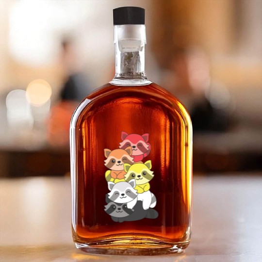 Lithsexual Flag Pride Lgbtq Cute Raccoon Whiskey Bottles