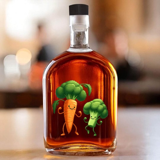 Carrot Dancing with Broccoli Whiskey Bottles