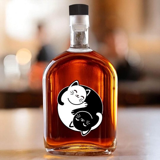 Yin and Yang Cats Whiskey Bottles