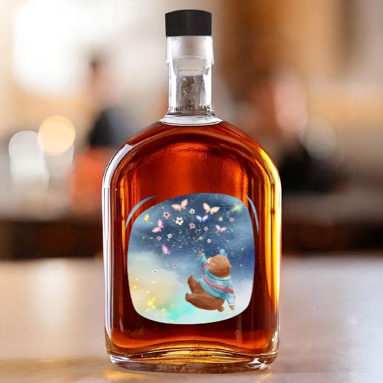 Teddy Bear Up To Sky Using Butterfly Excited Whiskey Bottles
