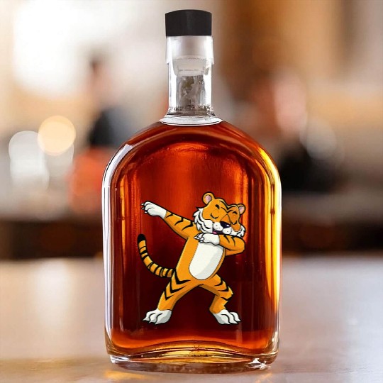 Dabbing Tiger Wildlife Safari Animal Lover Whiskey Bottles