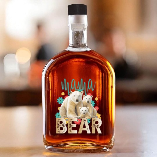 Mama Bear Gift Rose Flowers Mama Bear with 2 Cubs Whiskey Bottles