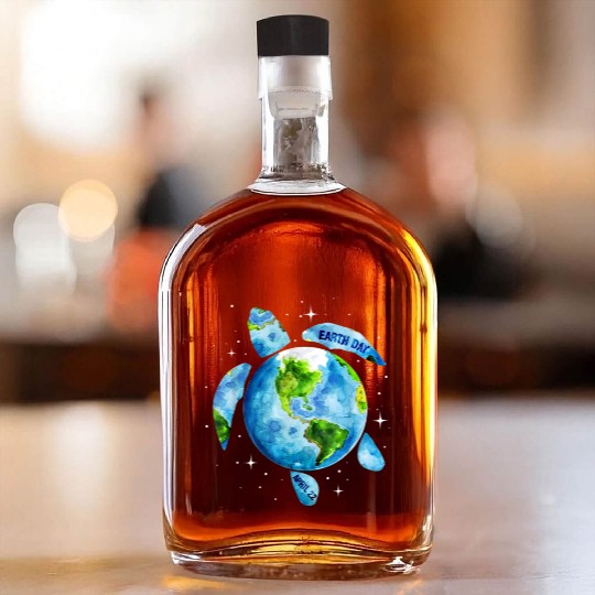 Earth Day Restore Earth Sea Turtle Art Whiskey Bottles