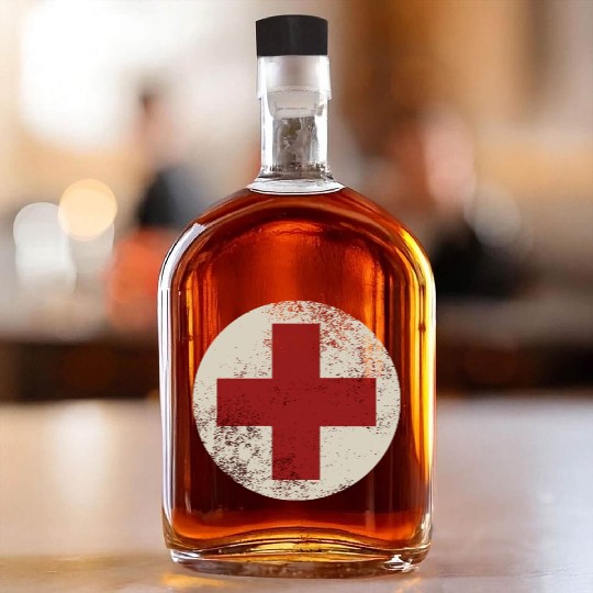 WW2 Combat Medic Symbol Whiskey Bottles