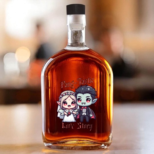 Vampire Bride and Groom Love Story Whiskey Bottles