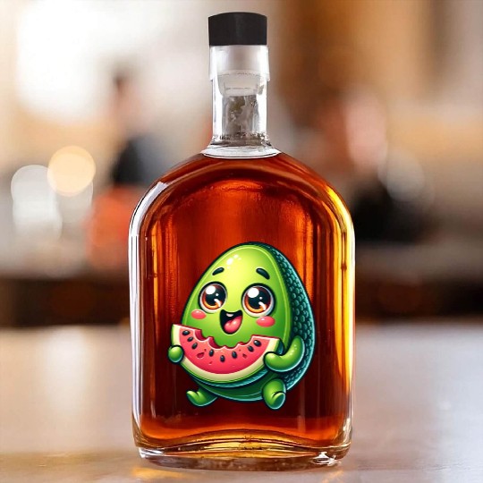 Avocado & Watermelon Sweet Comic Whiskey Bottles