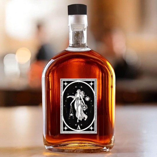Themis Tarot Card Astrology Occult Mystical Whiskey Bottles