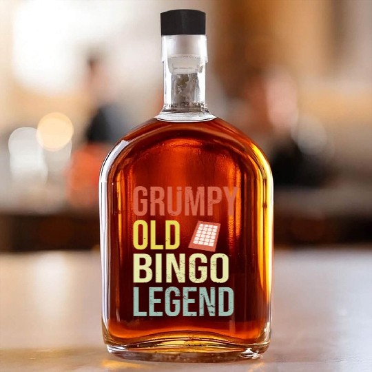 Grumpy old Bingo Legend Bingo Player Whiskey Bottles