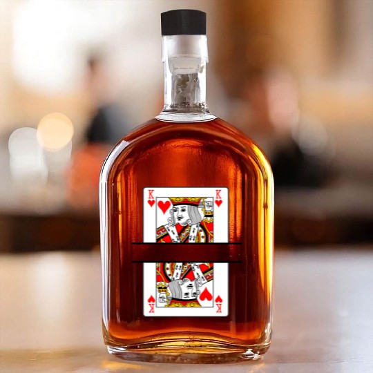 Playing card hearts king with banner space Whiskey Bottles