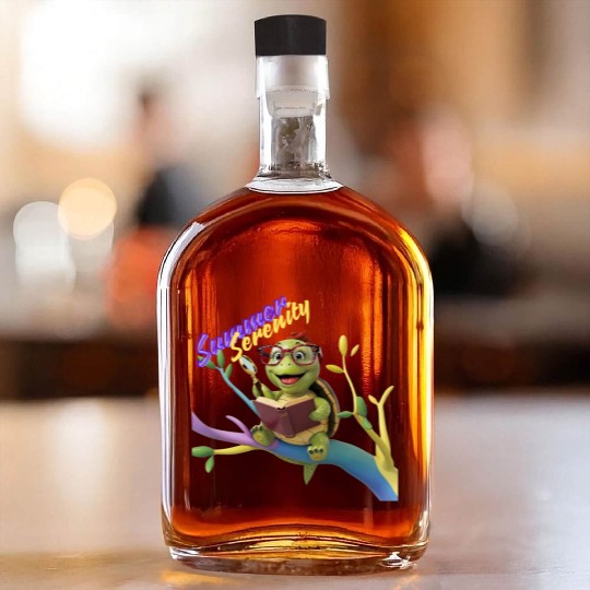 Cute Little Green Sea Turtle on Ocean Whiskey Bottles