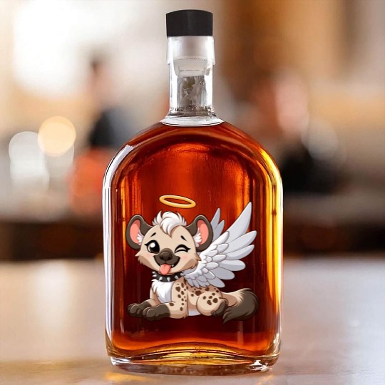 Hyena angel wings halo fantasy Whiskey Bottles