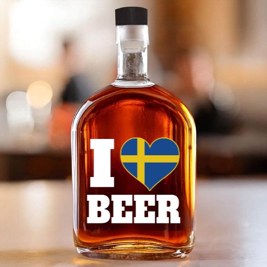 I Love Beer And Sweden Patriotic Expression Whiskey Bottles
