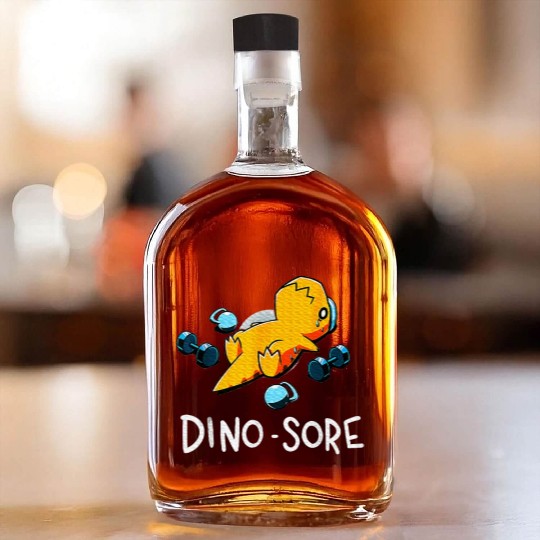 Dinosaur Workout Gym Fitness Lifting Dino Sore Whiskey Bottles