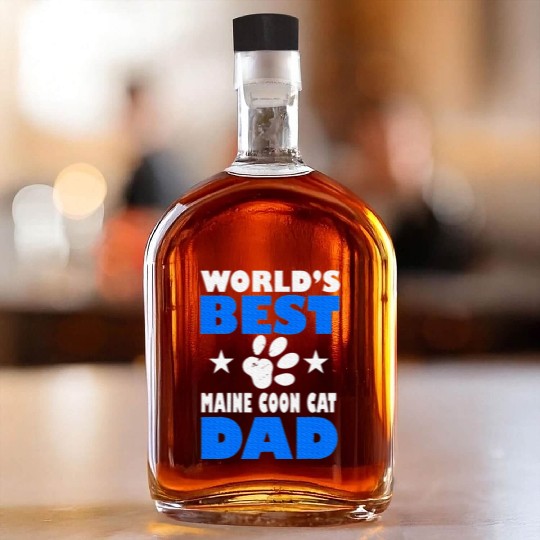 World's Best Maine Cat Dad Owner Lover Whiskey Bottles
