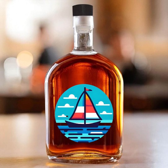 Sailboat on the ocean Whiskey Bottles