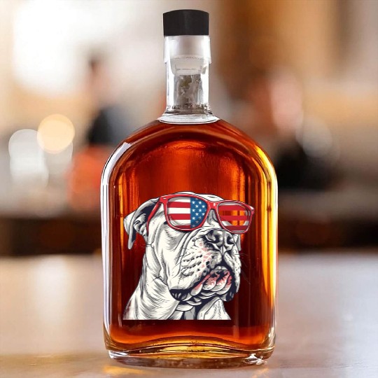 Dogo Argentino dog. 4th of July and memorial day Whiskey Bottles