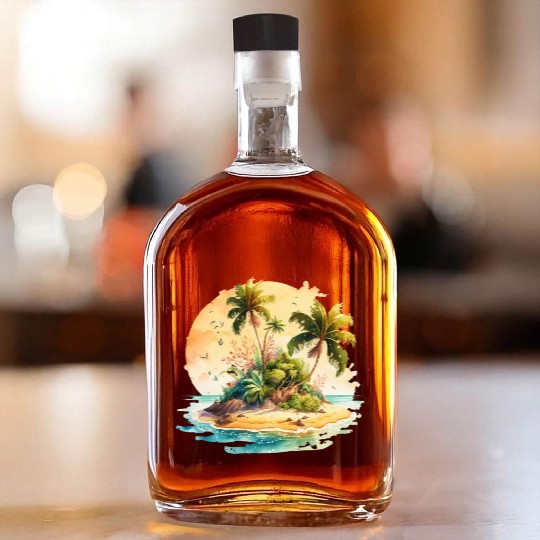 Tropical Watercolor Paradise, Summer Clipart Whiskey Bottles