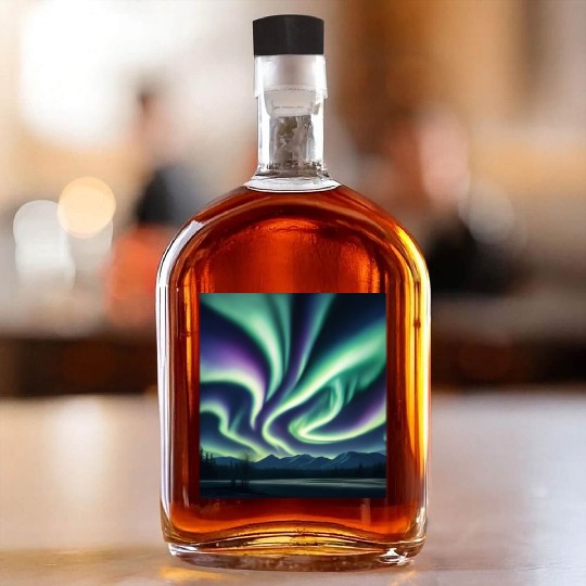 ultra realistic northern lights Whiskey Bottles