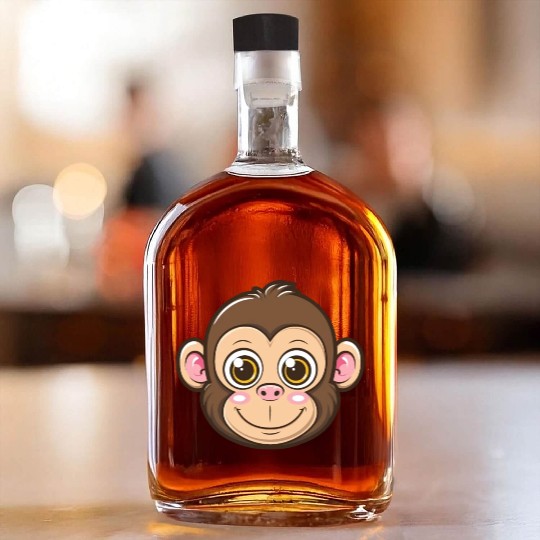 Adorable Monkey Face With Big Eyes Whiskey Bottles