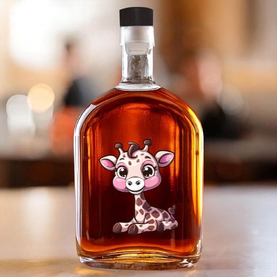 Adorable Baby Giraffe Character For You Whiskey Bottles