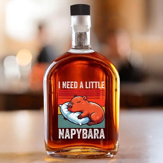Napybara Cute Capybara Sleeping Nap Lover Whiskey Bottles