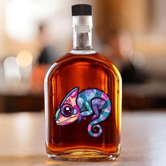 Colorful Chameleon Fantasy Creature Enchantment Whiskey Bottles