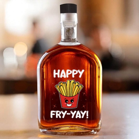 French Fries Anime Lover Happy Fry yay Whiskey Bottles