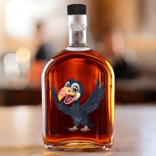 Joyful California Condor Cartoon Character Whiskey Bottles